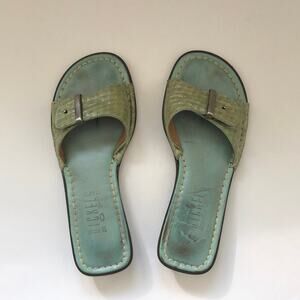 Nickels Soft Lime Green Leather Slides